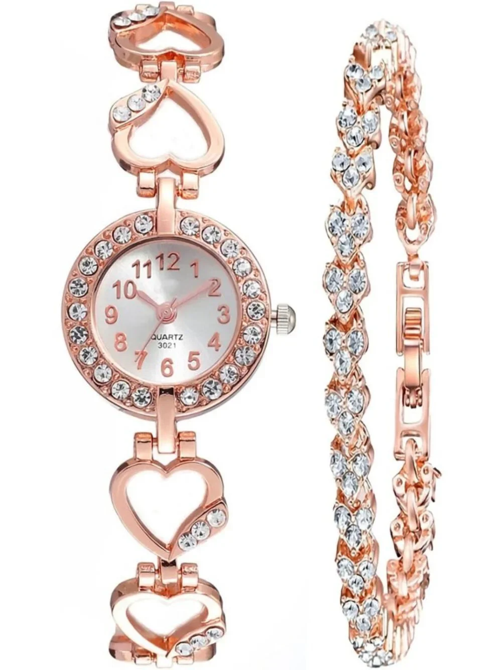 Elegant Women's Diamond Bracelet Watch - Stylish Hollow Stainless Steel Strap